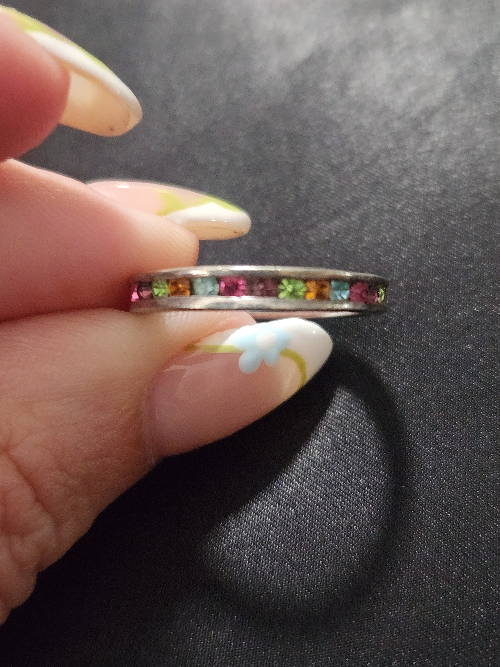 Multi-Color Gemstone Channel Band Ring - Women Jewelry